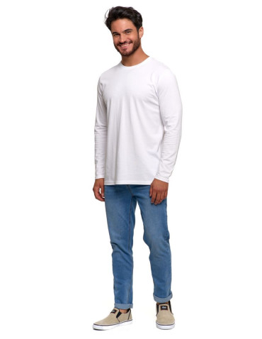 Koszulki, topy, koszule - Longsleeve koszulka męska bawełniana z długim rękawem BIAŁY - produkt 4