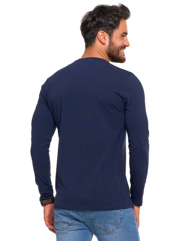 Koszulki, topy, koszule - Longsleeve koszulka męska bawełniana z długim rękawem GRANATOWY - produkt 3