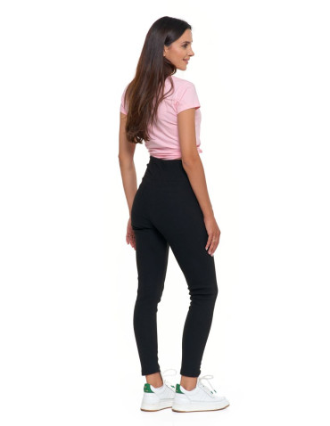 Legginsy - Prążkowane legginsy damskie z wysokim stanem ocieplane CZARNY - produkt 2