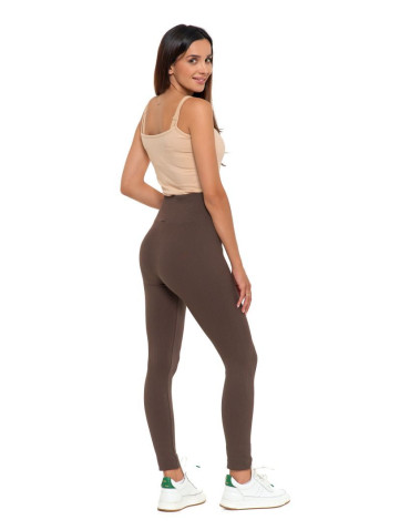 Legginsy - Legginsy damskie z wysokim stanem prążkowane sportowe MOKKA - produkt 3