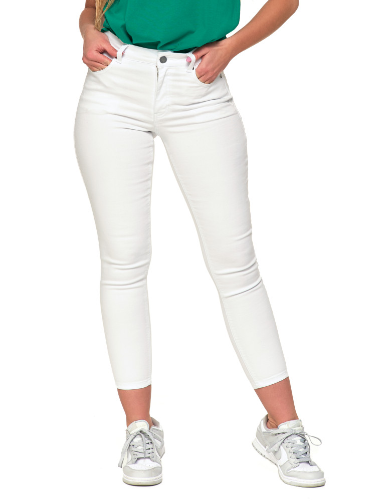 Spodnie - Białe spodnie damskie jeansy skinny push up z wysokim stanem BIAŁY - produkt moraj.pl 4
