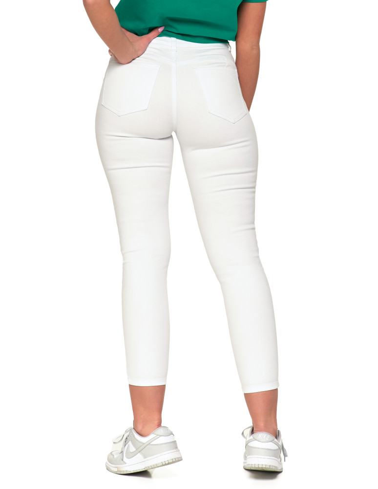 Spodnie - Białe spodnie damskie jeansy skinny push up z wysokim stanem BIAŁY - produkt moraj.pl 5
