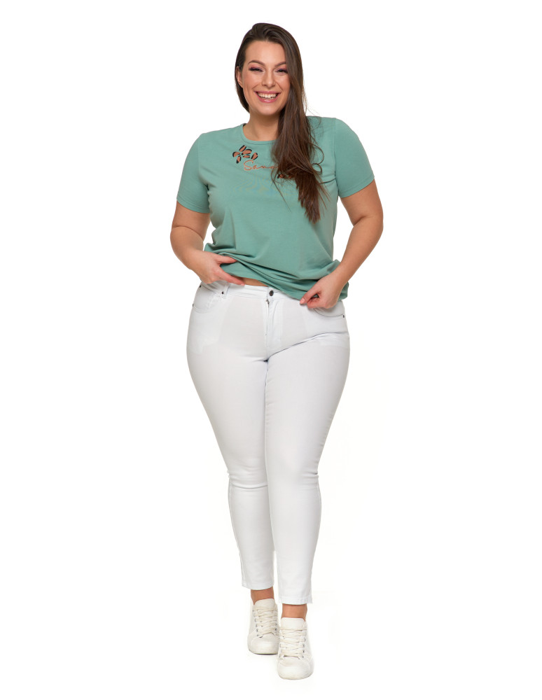 Spodnie - Białe spodnie damskie jeansy skinny push up z wysokim stanem BIAŁY - produkt moraj.pl 2