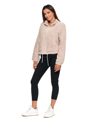 Bluzy - Pluszowa bluza damska sherpa z zamkiem błyskawicznym BEŻOWY - produkt 7