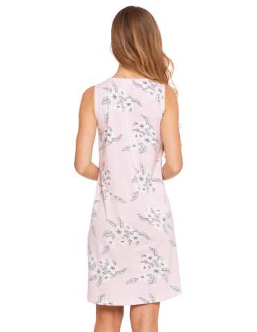 Koszule nocne - Koszula nocna damska na ramiączkach w kwiaty Plus Size RÓŻOWY - produkt 2