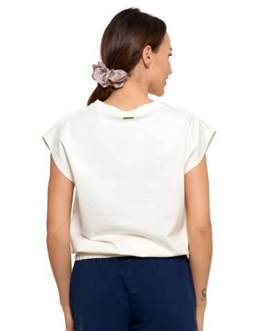 Bluzki i koszule - Bluzka damska dzianinowa typu crop top KREMOWY - produkt 2