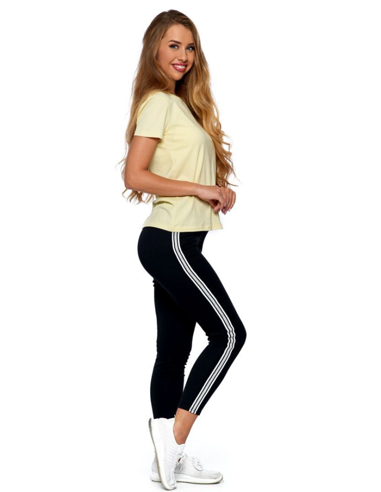 Legginsy - Legginsy damskie z lampasem Plus Size CZARNY - produkt moraj.pl 2