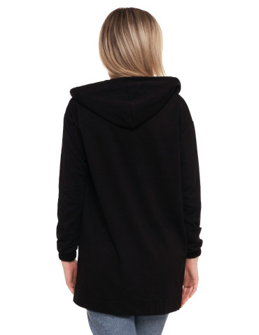 Bluzy - Bluza damska długa z głębokimi kieszeniami CZARNY - produkt 4