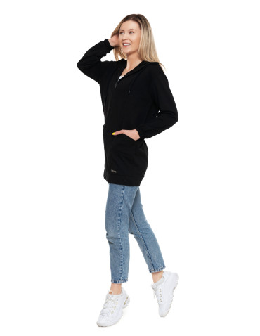 Bluzy - Bluza damska długa z głębokimi kieszeniami CZARNY - produkt 9