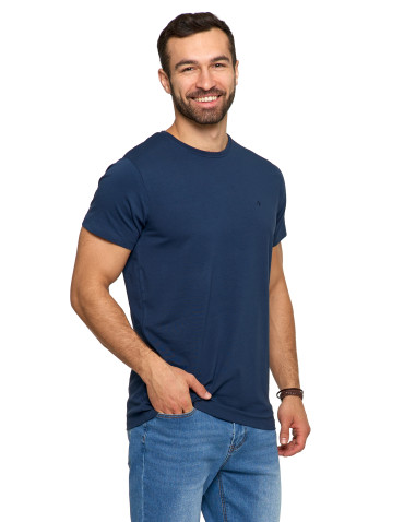 Koszulki, topy, koszule - Koszulka męska T-shirt bawełniana Premium okrągły dekolt GRANATOWY - produkt 1