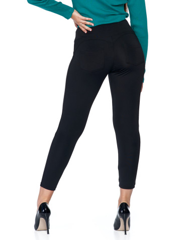 Legginsy - Legginsy damskie z ozdobnym zamkiem z boku CZARNY - produkt 4