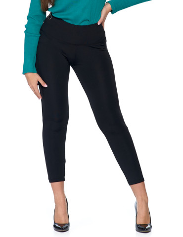 Legginsy - Legginsy damskie z ozdobnym zamkiem z boku CZARNY - produkt 6