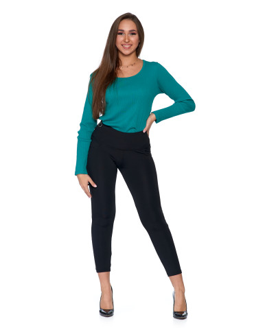 Legginsy - Legginsy damskie z ozdobnym zamkiem z boku CZARNY - produkt 1