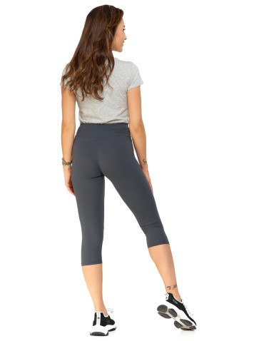 Legginsy - Klasyczne legginsy 3/4 damskie peach touch SZARY - produkt 3