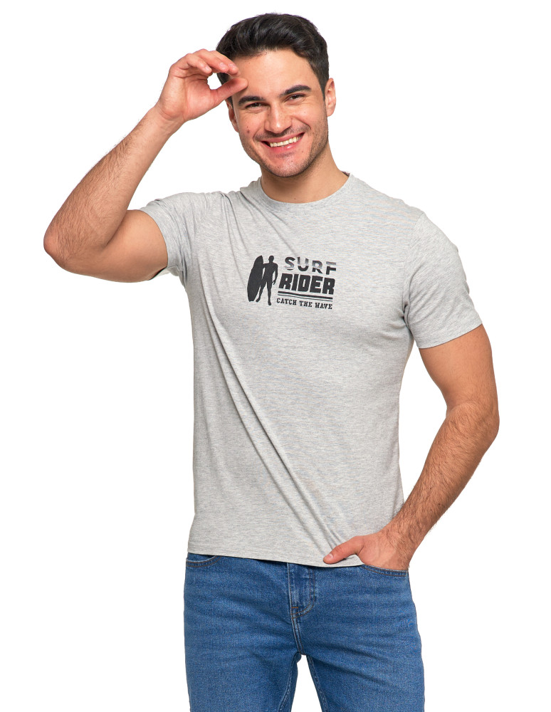 Koszulki, topy, koszule - Koszulka męska T-shirt krótki rękaw z wakacyjnym napisem SZARY - produkt moraj.pl 1