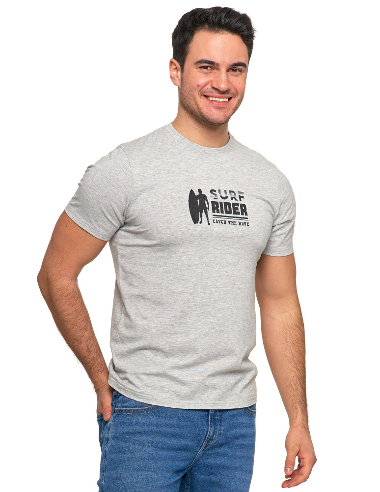 Koszulki, topy, koszule - Koszulka męska T-shirt krótki rękaw z wakacyjnym napisem SZARY - produkt moraj.pl 2