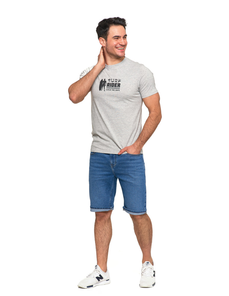 Koszulki, topy, koszule - Koszulka męska T-shirt krótki rękaw z wakacyjnym napisem SZARY - produkt moraj.pl 3