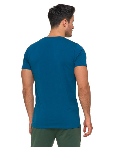 Koszulki, topy, koszule - Koszulka męska bawełna Premium T-shirt dekolt w serek CIEMNY NIEBIESKI - produkt 2