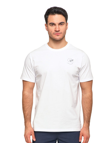 Koszulki, topy, koszule - Koszulka męska bawełniana T-shirt subtelny nadruk BIAŁY - produkt 1