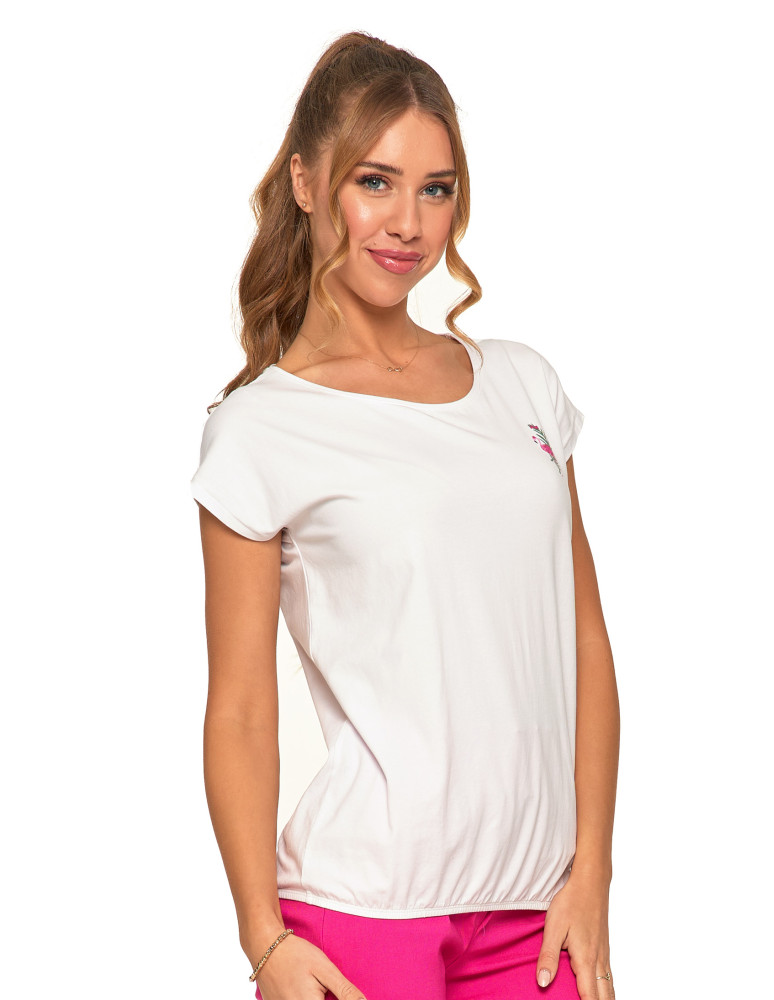 Koszulki i topy - Biała koszulka damska z flamingiem T-shirt BIAŁY - produkt moraj.pl 2