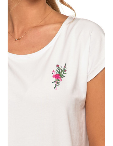 Koszulki i topy - Biała koszulka damska z flamingiem T-shirt BIAŁY - produkt 4