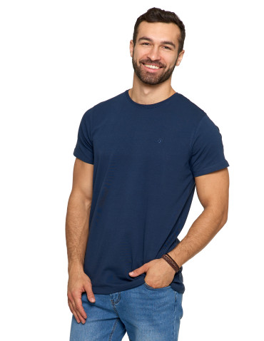 Koszulki, topy, koszule - Koszulka męska t-shirt z bawełny czesanej PREMIUM LINE GRANATOWY - produkt 1