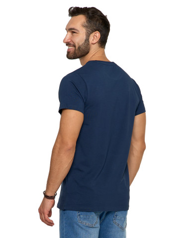Koszulki, topy, koszule - Koszulka męska t-shirt z bawełny czesanej PREMIUM LINE GRANATOWY - produkt 2