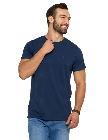 Koszulki, topy, koszule - Koszulka męska t-shirt z bawełny czesanej PREMIUM LINE GRANATOWY - produkt 4