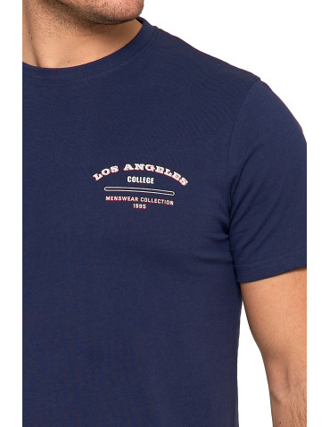 Koszulki, topy, koszule - Koszulka t-shirt męski 100% bawełna Los Angeles College GRANATOWY - produkt 3