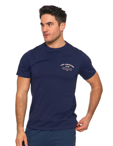 Koszulki, topy, koszule - Koszulka t-shirt męski 100% bawełna Los Angeles College GRANATOWY - produkt 4