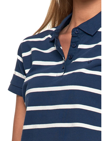 Polo - Koszulka polo damska bawełniana w paski GRANATOWY - produkt 3
