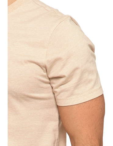 Koszulki, topy, koszule - Koszulka męska bawełniana z krótkim rękawem T-shirt BEŻOWY - produkt 3