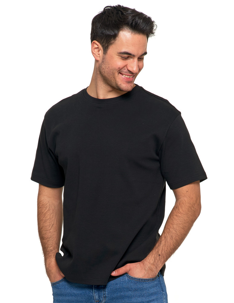 Koszulki, topy, koszule - T-shirt męski oversize bawełna Premium koszulka bez wzoru CZARNY - produkt moraj.pl 1