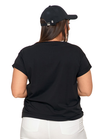 Koszulki i topy - Czarna koszulka damska bawełniana T-shirt z nadrukiem CZARNY - produkt 3