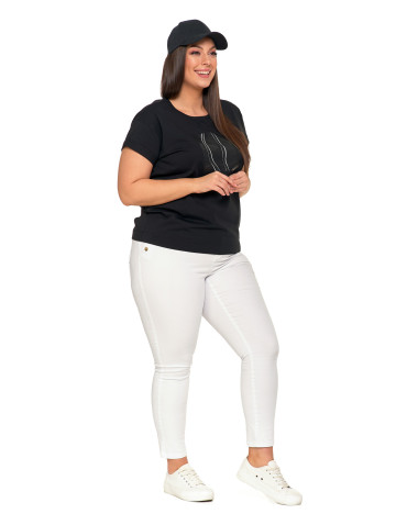 Koszulki i topy - Czarna koszulka damska bawełniana T-shirt z nadrukiem CZARNY - produkt 5