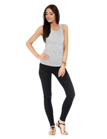 Koszulki i topy - Koszulka damska na ramiączkach Tank-Top bawełniana Plus Size JASNY SZARY - produkt 4