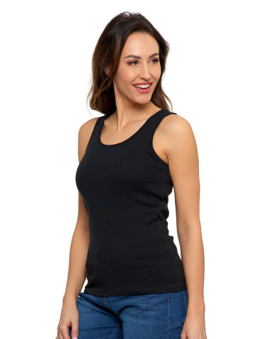 Koszulki i topy - Koszulka damska na ramiączkach Tank-Top bawełniana Plus Size CZARNY - produkt 1