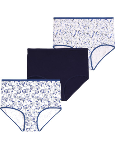 Figi - Figi damskie majtki maxi bikini plus size 3-pak WIELOKOLOROWY - produkt 1