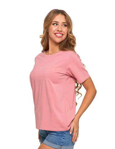 Koszulki i topy - Koszulka damska bawełna Premium T-shirt dekolt okrągły RÓŻOWY - produkt 4