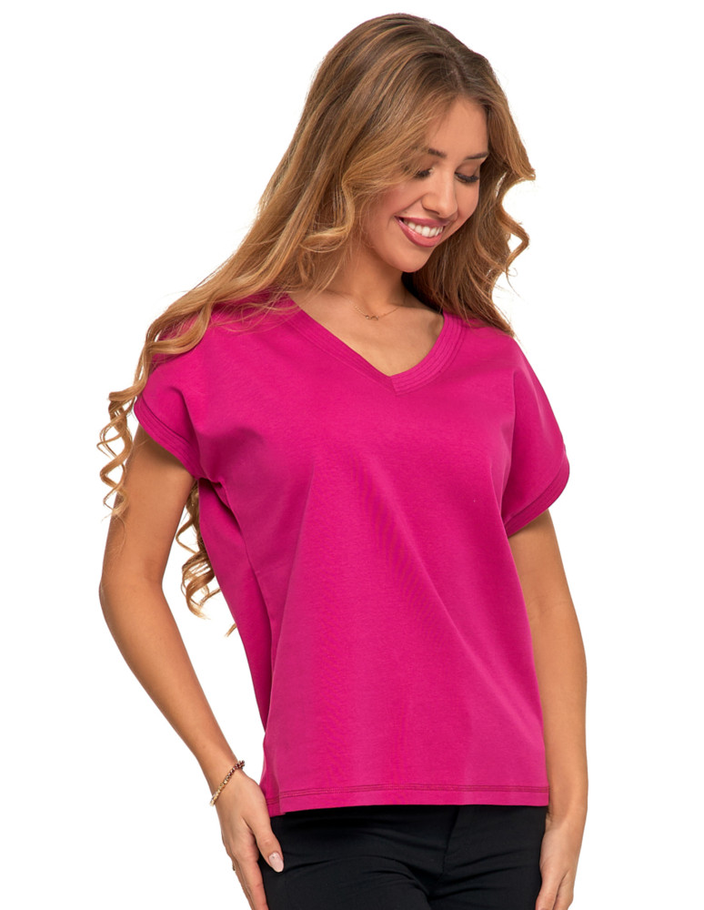 Koszulki i topy - Koszulka damska bawełniana Premium T-shirt oversize RÓŻOWY - produkt moraj.pl 1