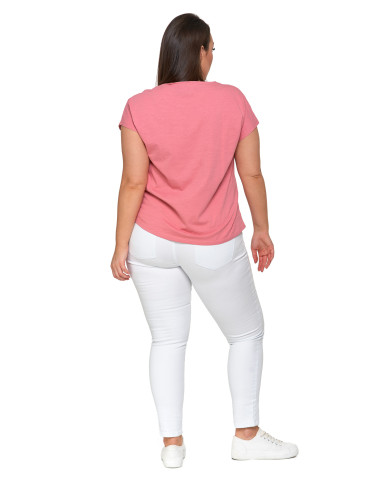 Koszulki i topy - Koszulka damska T-shirt w kwiaty krótki rękaw RÓŻOWY - produkt 8