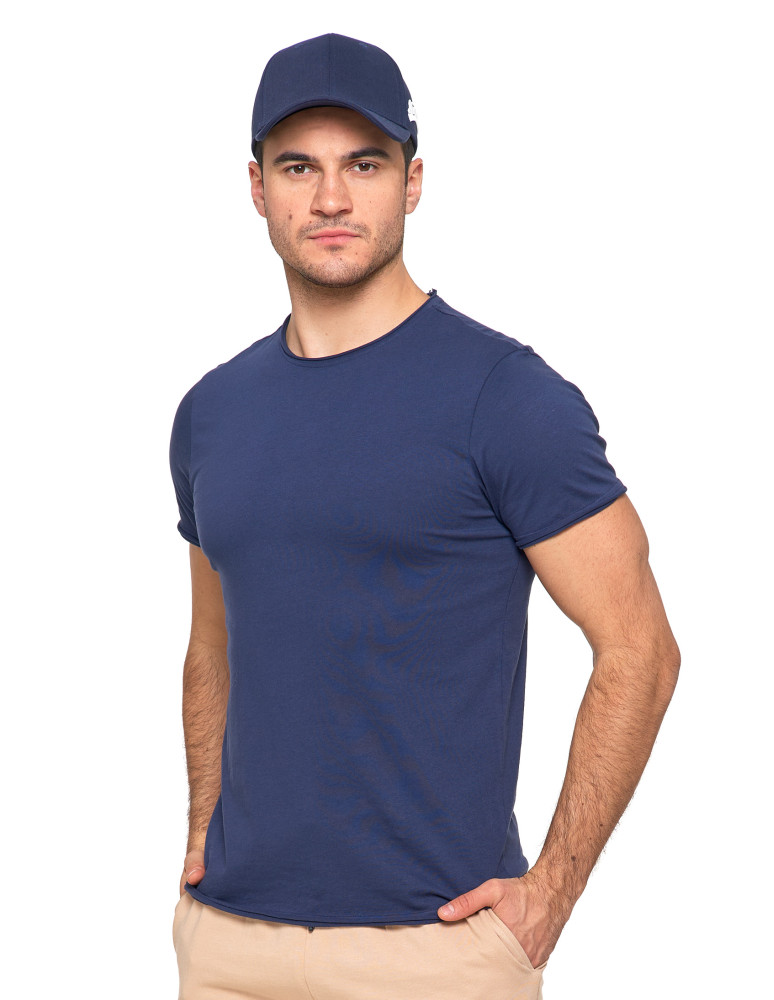 Koszulki, topy, koszule - Klasyczny t-shirt męski 100% bawełna granatowa GRANATOWY - produkt moraj.pl 1