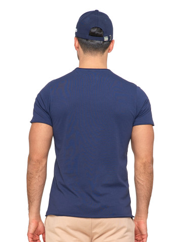 Koszulki, topy, koszule - Klasyczny t-shirt męski 100% bawełna granatowa GRANATOWY - produkt 3