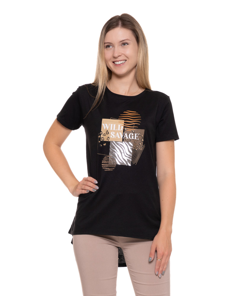 Koszulki i topy - T-shirt damski koszulka stylowa z printem CZARNY - produkt moraj.pl 1