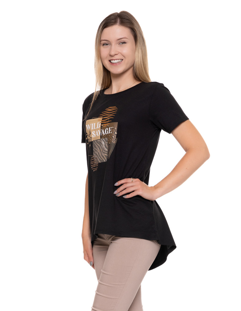 Koszulki i topy - T-shirt damski koszulka stylowa z printem CZARNY - produkt moraj.pl 3