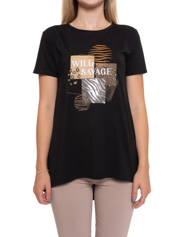 Koszulki i topy - T-shirt damski koszulka stylowa z printem CZARNY - produkt 4