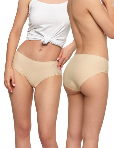 Figi - Majtki damskie figi bikini laserowo cięte BEŻOWY - produkt 1