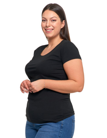 Koszulki i topy - T-shirt damski z okrągłym dekoltem plus size CZARNY - produkt 3