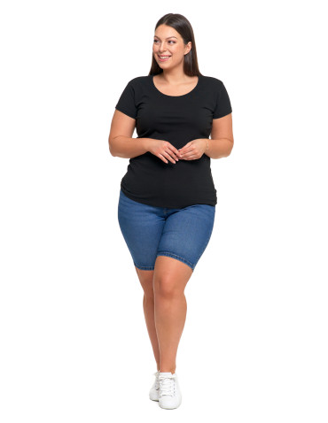 Koszulki i topy - T-shirt damski z okrągłym dekoltem plus size CZARNY - produkt 4