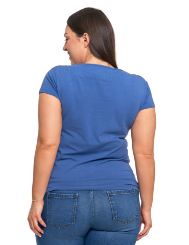 Koszulki i topy - T-shirt damski z okrągłym dekoltem plus size JEANS - produkt 2